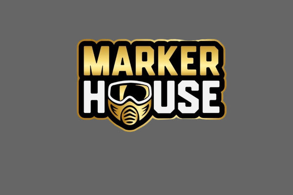 Logo of Marker House with a paintball mask design on a white background